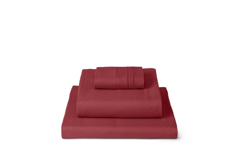 Mellanni Twin Sheets Set - 3 PC Iconic Collection Bedding - Hotel Luxury, Extra Soft, Cooling Bed Sheets - Wrinkle, Fade, Stain Resistant (Twin, Brick Red) - Image 1